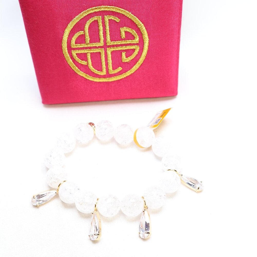 BudhaGirl Gold Tone Icicle Beaded Stretch Bracelet $75 New